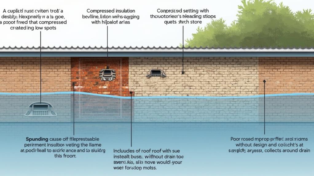 Diagram of a roof with poor drainage.
